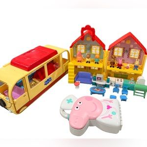 Large Peppa Pig Lot of 24 pieces house camper figures